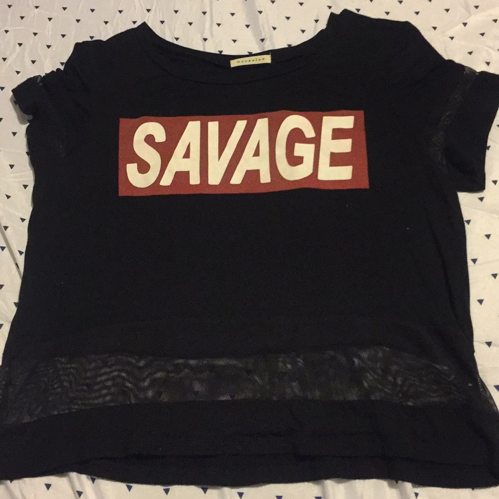 Savage tee with mesh on stomach and arms!